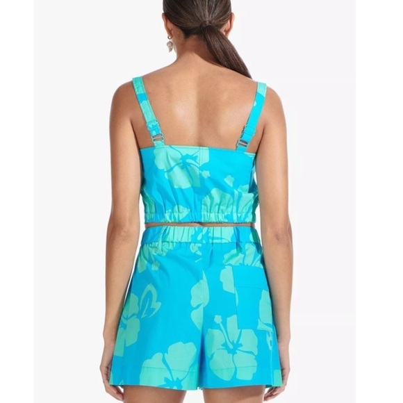 STAUD | Sage Blue Hibiscus Tie Waisted Shorts Size 4 - Picture 12 of 14